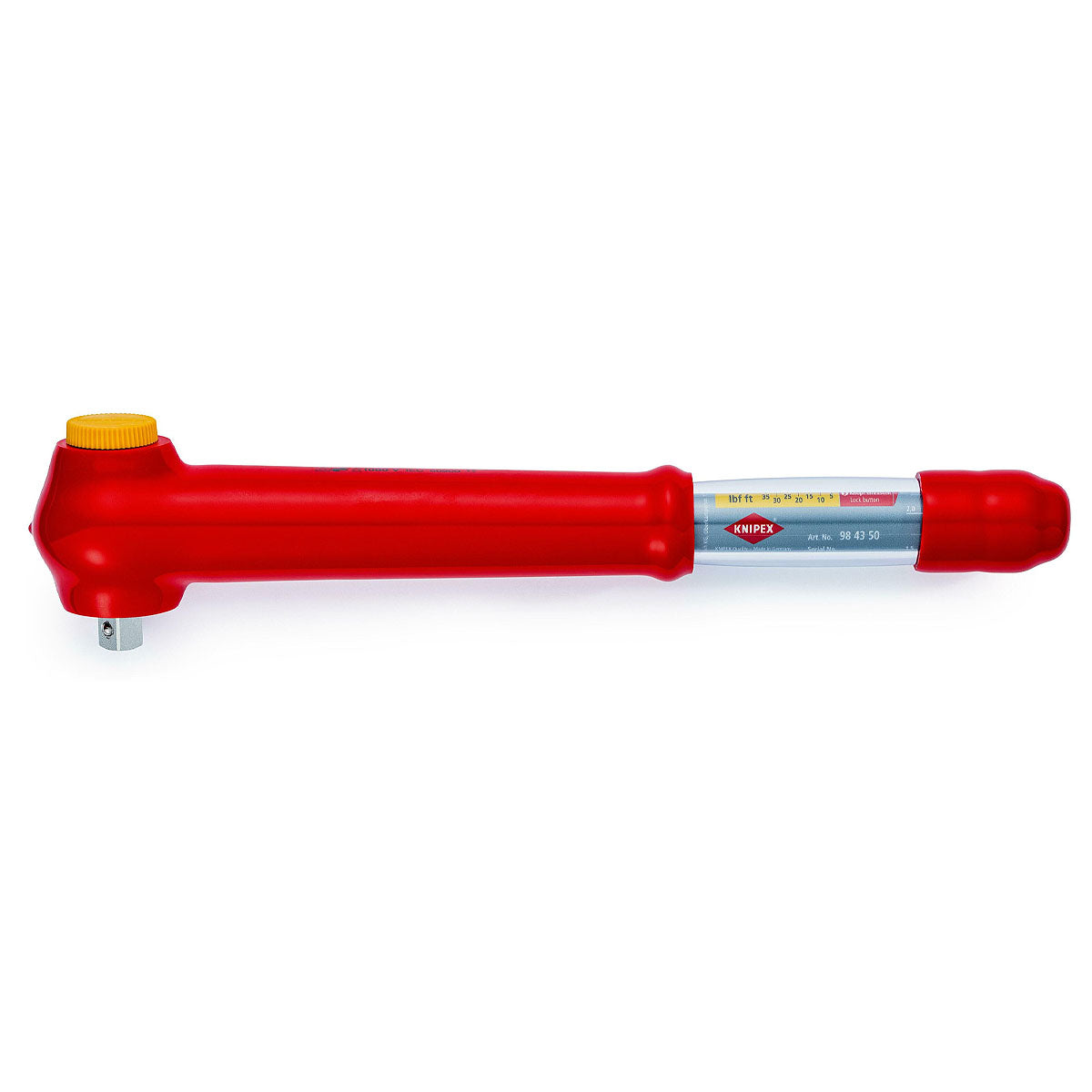 Cần siết lực, có đảo chiều KNIPEX 98 43 50 cách điện 1000V, cốt 1/2 inch, dãi lực từ 5Nm - 50Nm