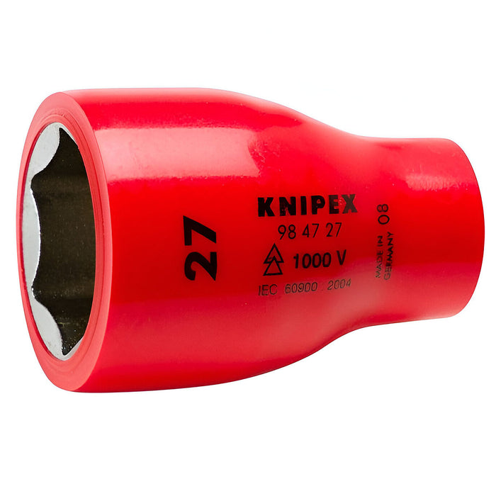 Đầu tuýp 6 cạnh hệ mét, cách điện 1000V KNIPEX cốt 1/2 inch, kích thước từ 10mm - 27mm