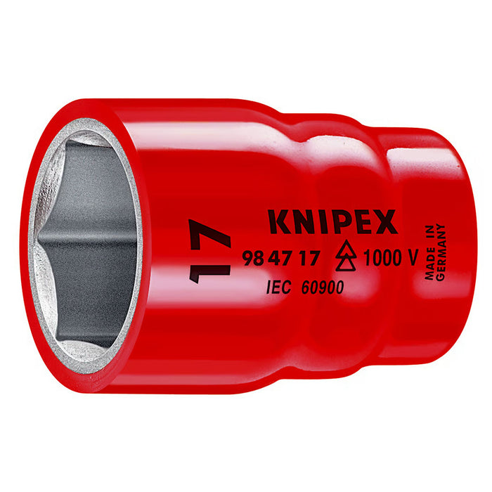 Đầu tuýp 6 cạnh hệ mét, cách điện 1000V KNIPEX cốt 1/2 inch, kích thước từ 10mm - 27mm