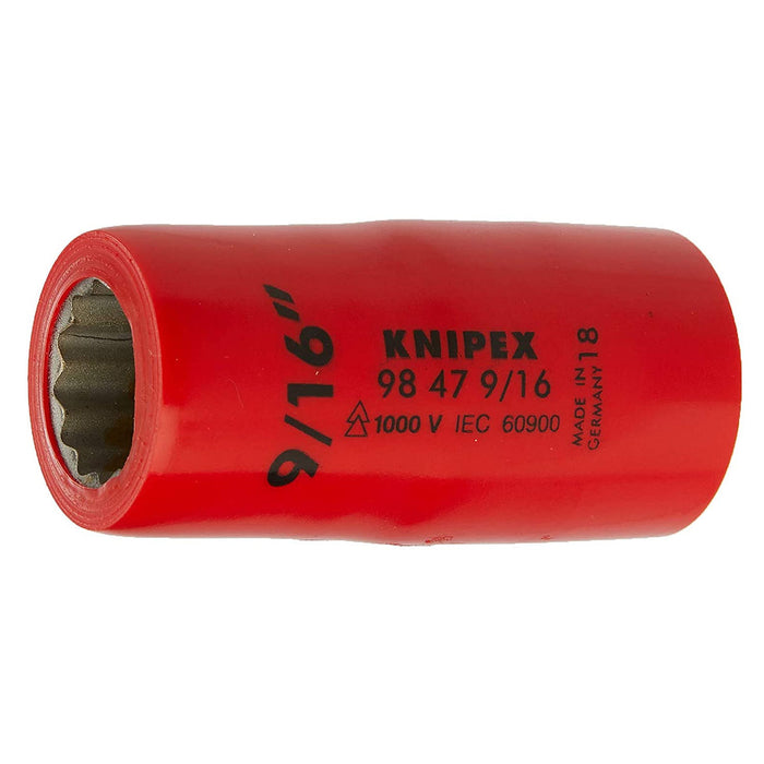 Đầu tuýp 12 cạnh hệ inch, cách điện 1000V KNIPEX cốt 1/2 inch, kích thước từ 1/2 inch - 1 inch