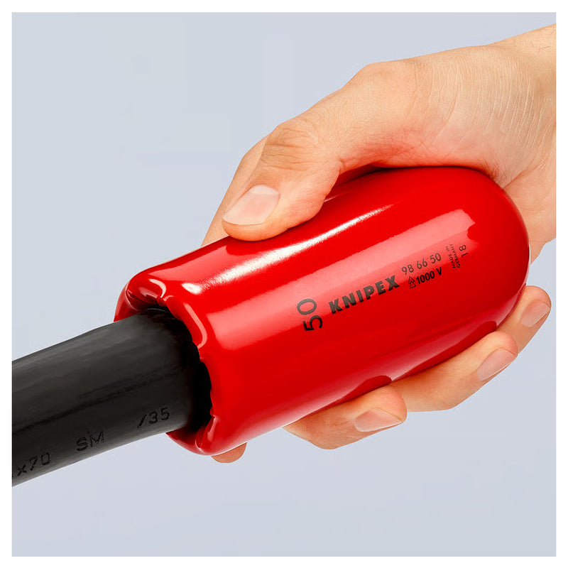 Đầu chụp dây cáp, dạng kẹp KNIPEX cách điện 1000V, đường kính chụp cho dây từ 10mm - 60mm
