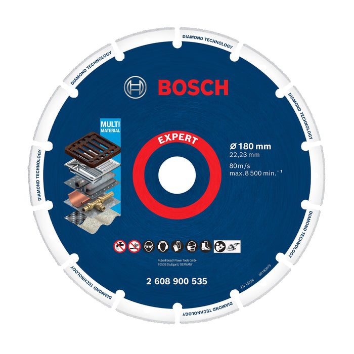 Đĩa cắt kim cương dùng cho sắt 180mm Bosch 2608900535 lỗ cốt 22.23mm, tiêu chuẩn EN 13236