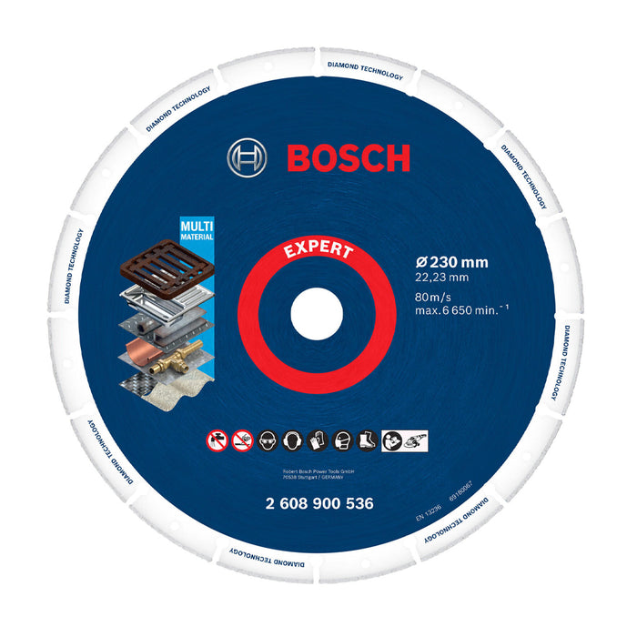 Đĩa cắt kim cương dùng cho sắt 230mm Bosch 2608900536 lỗ cốt 22.23mm, tiêu chuẩn EN 13236