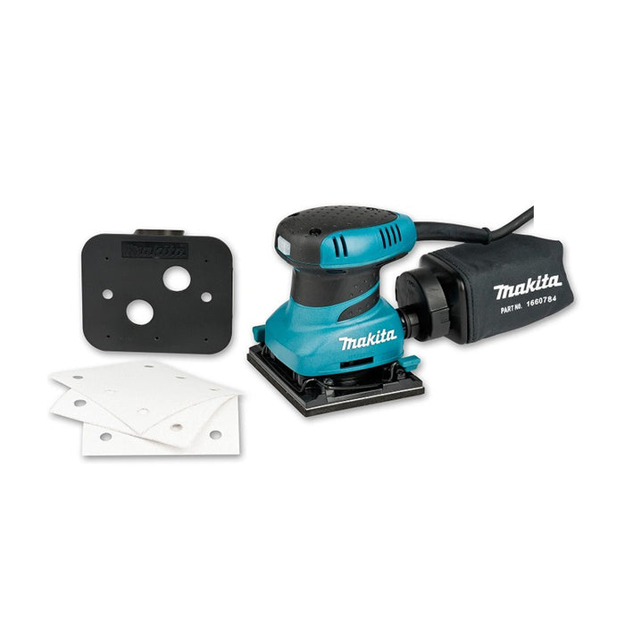 Máy chà nhám rung Makita BO4555 công suất 200W,  kích thước đế nhám 112 x 102mm,