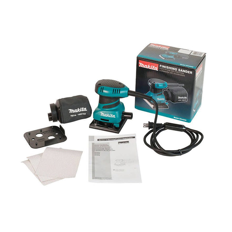 Máy chà nhám rung Makita BO4556 công suất 200W, kích thước đế nhám 112 x 102mm
