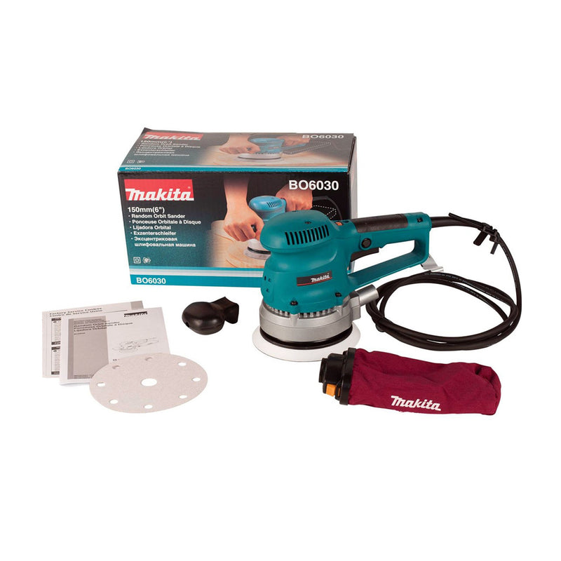 Máy chà nhám quỹ đạo tròn Makita BO6030 công suất 310W, đường kính đế nhám 150mm