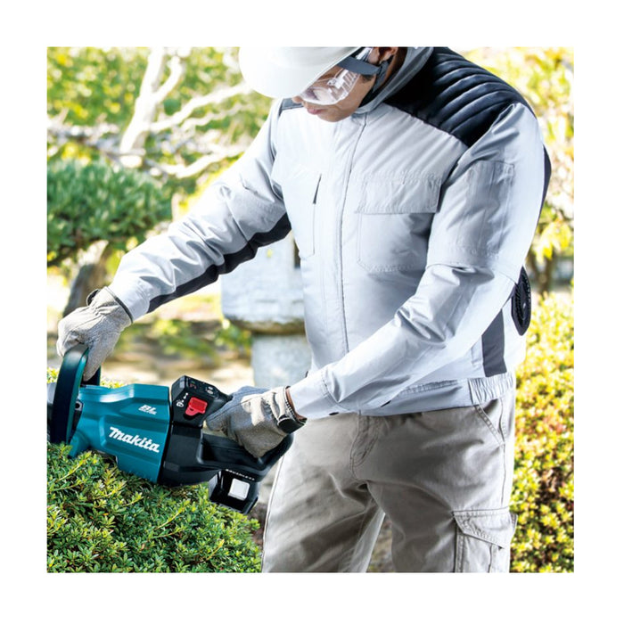 Áo khoác làm mát Makita DFJ416A dùng Pin 18V LXT, 14.4V, 12Vmax CXT chất liệu Polyester phủ titan