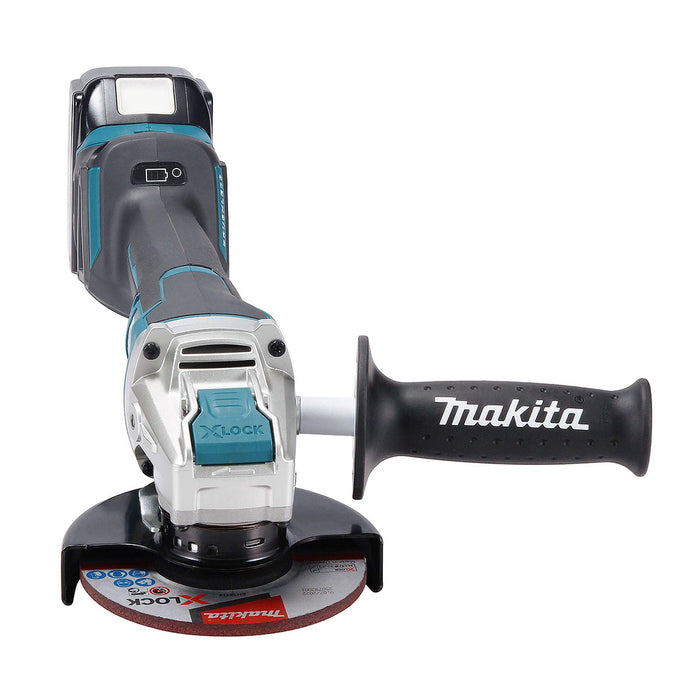 Máy mài góc Makita DGA519 dùng pin 18V LXT, đường kính lưỡi 125mm, công tắc bóp, công nghệ tháo lưỡi nhanh X-Lock, ADT, AFT