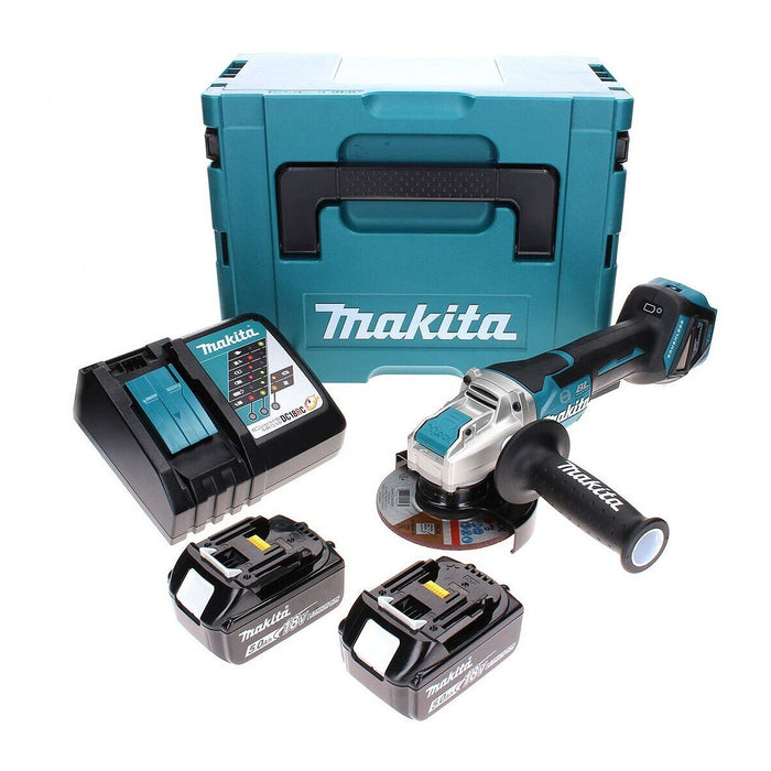 Máy mài góc Makita DGA519 dùng pin 18V LXT, đường kính lưỡi 125mm, công tắc bóp, công nghệ tháo lưỡi nhanh X-Lock, ADT, AFT