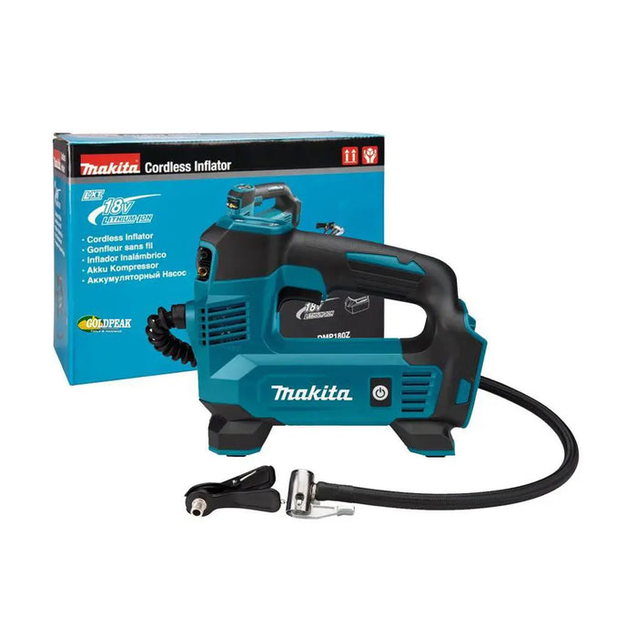 Máy bơm hơi Makita DMP180 dùng pin 18V LXT, khả năng bơm tối đa 200 kPa, 12 lít/phút