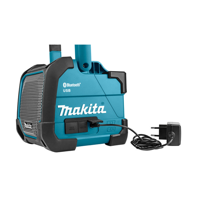 Máy nghe nhạc di động Makita DMR202, tích hợp radio, dùng được với pin 18V LXT, 14.4V LXT, 12Vmax CXT và điện