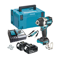 DTW700TJX1: Thân máy + Sạc nhanh(DC18RC), 2 pin 5.0Ah(BL1850B) + Vòng đệm (191G08-8) + Dây đeo (161347-8)