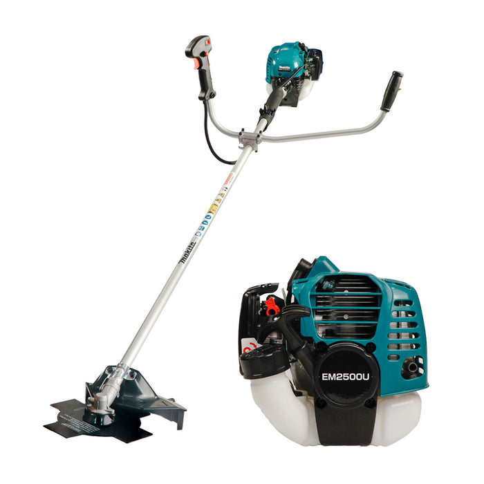 Máy cắt cỏ chạy xăng Makita EM2500U công suất 730W, đường kính lưỡi 230mm, tay cầm chữ U