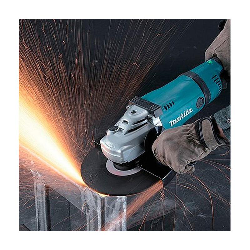 Máy mài góc Makita GA9030R, đường kính lưỡi 230mm, công suất 2400W, công tắc bóp, có chức năng xoay trục thân máy