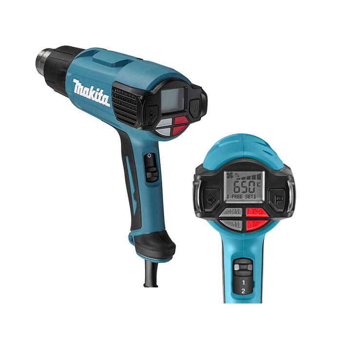 Máy thổi hơi nóng dùng điện Makita HG6531C công suất 2000W, có màn hình điện tử, nhiệt độ từ 50°C đến 650°C