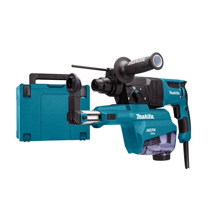 Máy khoan bê tông 3 chức năng Makita HR2652 công suất 800W, đuôi gài SDS-Plus, đi kèm hệ thống hút bụi