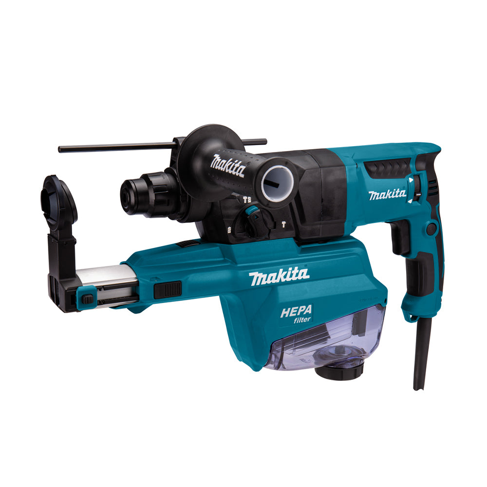 Máy khoan bê tông 3 chức năng Makita HR2652 công suất 800W, đuôi gài SDS-Plus, đi kèm hệ thống hút bụi