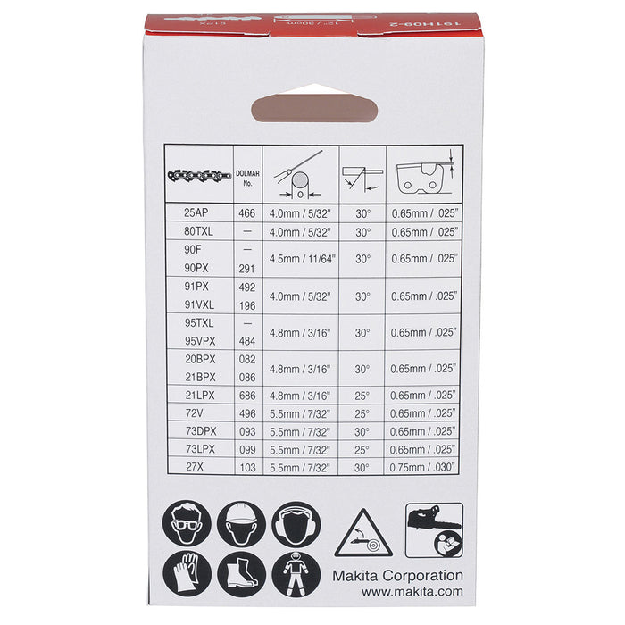 Dây xích Makita 1910V6-4 chiều dài 100mm, độ dày 1.1mm, bước xích .325"LP, 26 mắc xích