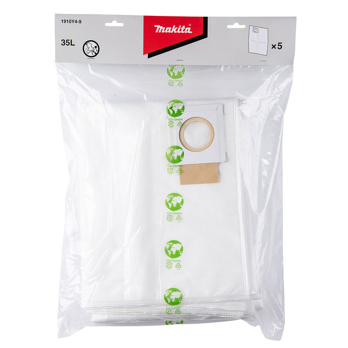 Bộ 5 túi lọc bụi bằng vải dệt Makita 1910Y4-9 dung tích 35 lít dùng cho máy VC006GM