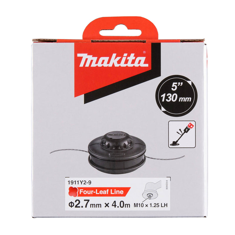 Chén cước cắt cỏ Makita 1911Y2-9 đường kính chén 5 inch, loại nút vặn tháo lắp nhanh (121M10L) trục ren M10x1.25LH, sợi cước 4 cạnh cho cỏ cao