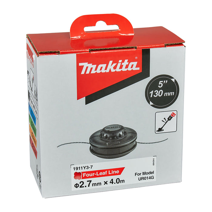 Chén cước cắt cỏ Makita 1911Y3-7 đường kính chén 5 inch, loại nút vặn tháo lắp nhanh (121M10L) trục ren Spline 10T, sợi cước 4 cạnh cho cỏ cao