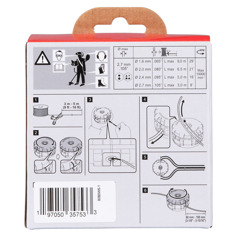 Chén cước cắt cỏ Makita 1914R8-6 đường kính chén 4 inch, loại ra dây tự động, trục ren M8/M10x1.25Lh, sợi cước 4 cạnh cho cỏ cao và thấp