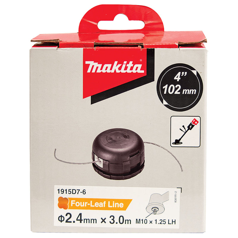 Chén cước cắt cỏ Makita 1915D7-6 đường kính chén 4 inch, loại nút vặn tháo lắp nhanh, trục ren M10 x 1.25LH, sợi cước 4 cạnh cho cỏ cao