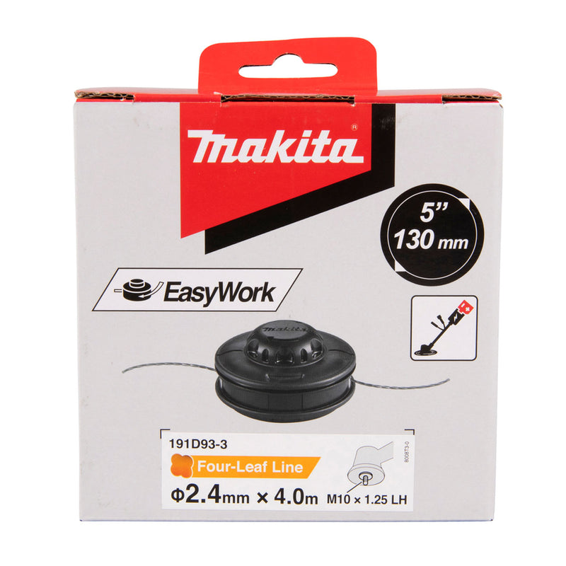 Chén cước cắt cỏ Makita 191D93-3 đường kính chén 5 inch, loại nút vặn tháo lắp nhanh (121M10L) trục ren M10x1.25LH sợi cước 4 cạnh cho cỏ ngắn và cao