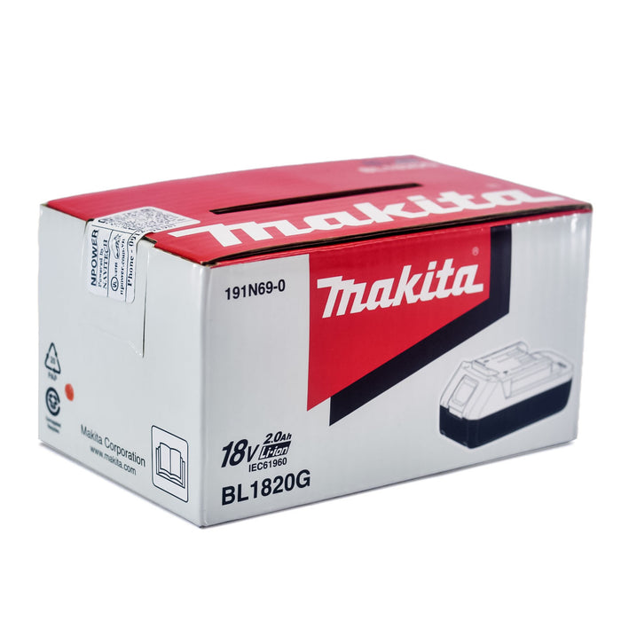 Pin 18V dung lượng 2.0Ah (dòng G tiết kiệm) Makita BL1820G, mã số 191N69-0