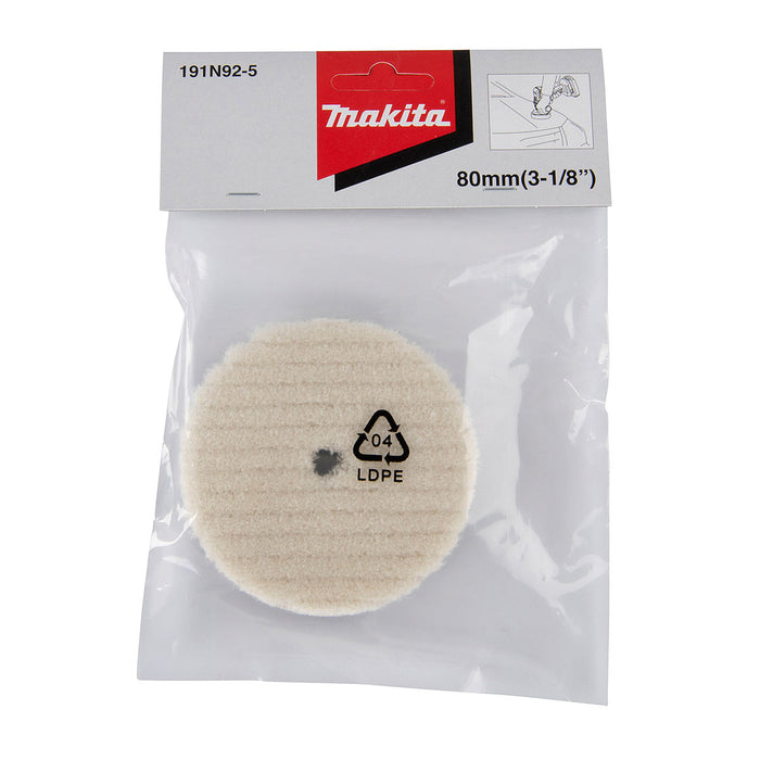 Đệm lông cừu đánh bóng Makita 191N92-5 đường kính 80mm, đế gai & xù dùng cho máy DPV300, PV301D