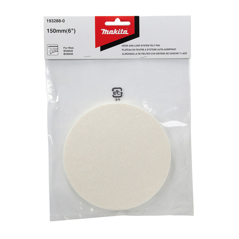 Đệm mút, nỉ đánh sáp Makita 193288-0 đường kính 150mm, đế gai & xù dùng cho các máy DPO500, BO6030, PO5000C