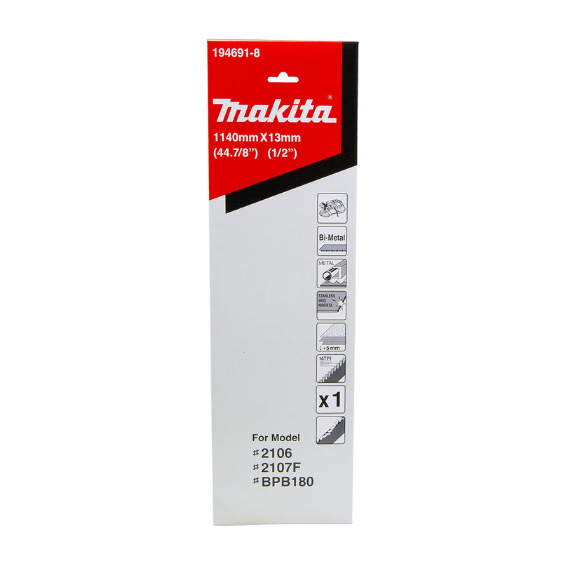 Lưỡi cưa vòng Bi-Metal Makita dùng cho Inox và kim loại cứng, chiều dài 1140mm, số răng từ 14-24 TPI, răng dạng sóng ( Cấp 3 sao )