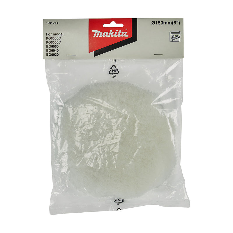 Đệm lông cừu Makita đường kính từ 125mm-150mm, dùng với đế gai & xù đánh bóng bề mặt