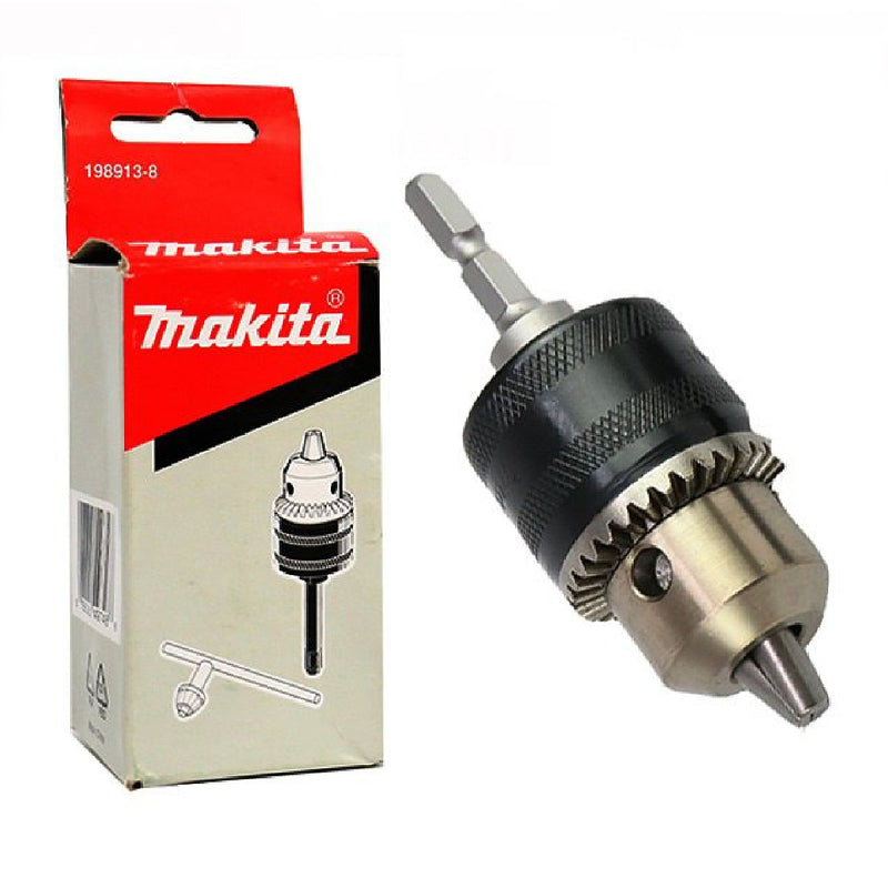 Đầu khoan kẹp kèm khóa dùng cho máy vặn vít Makita 198913-8 đuôi lục giác 6.35mm (1/4 inch) đầu kẹp 10mm