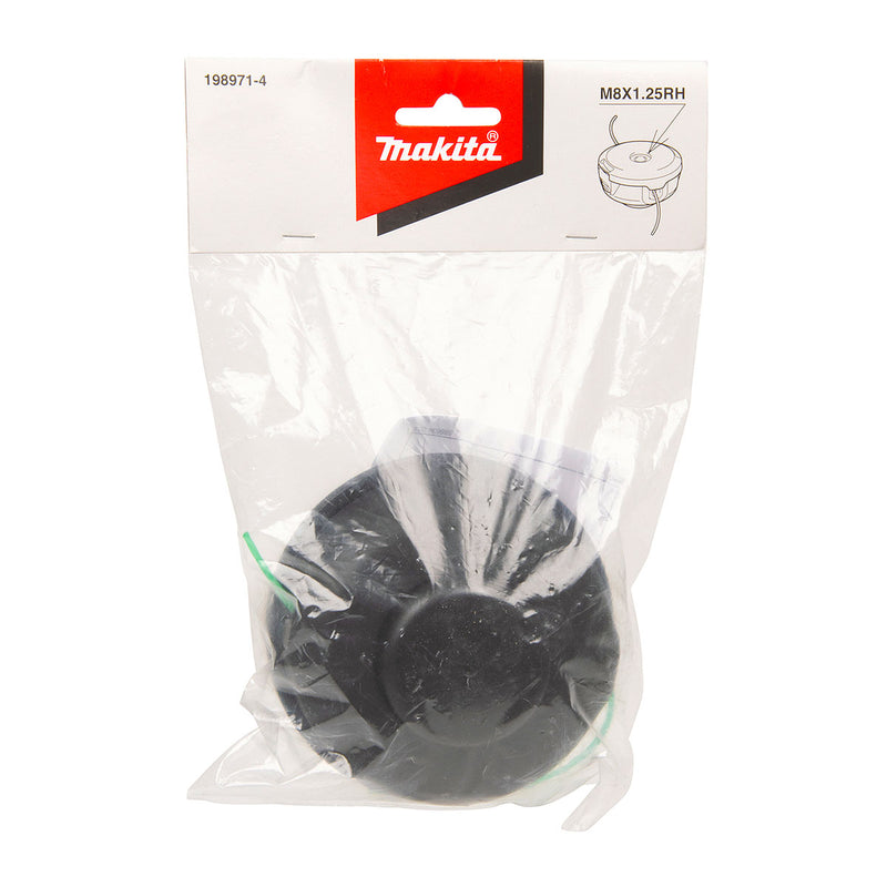 Chén cước cắt cỏ Makita đường kính chén 4 inch, loại tăng giảm cước bằng nút nhấn (95-M8R), trục ren M8x1.25RH sợi cước tròn cho cỏ ngắn