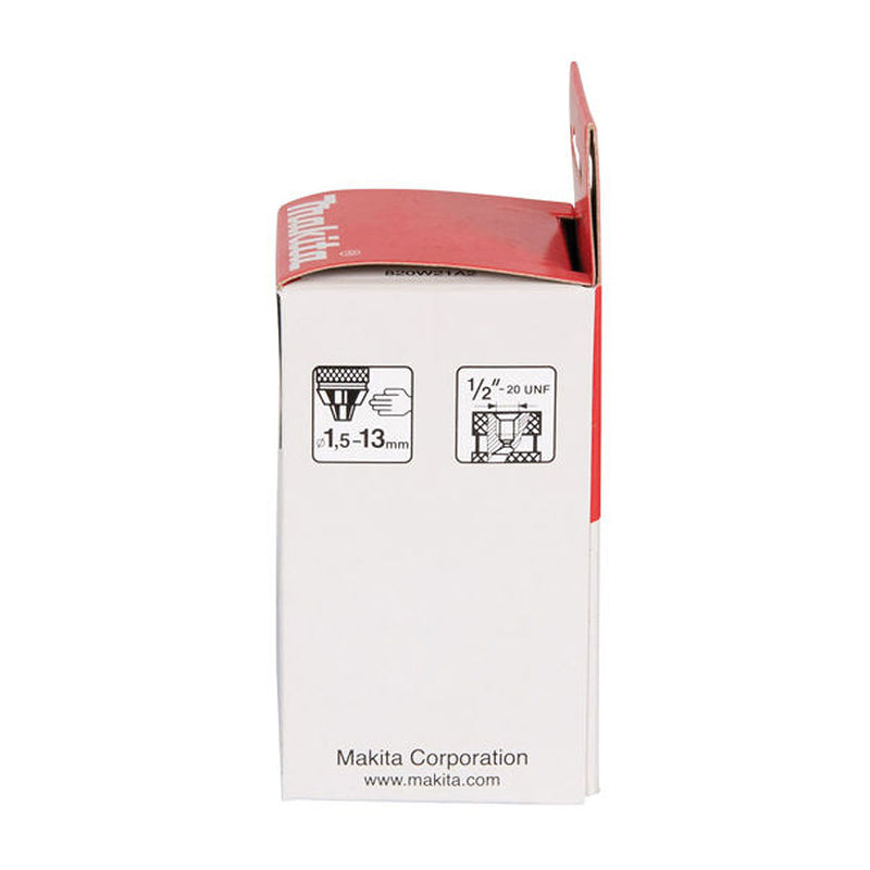 Đầu khoan không khóa 1.5 - 13mm Makita ren 1/2 - 20 UNF, dùng cho các máy khoan DDF482, DDF484, DDF485, DF002G, DHP482