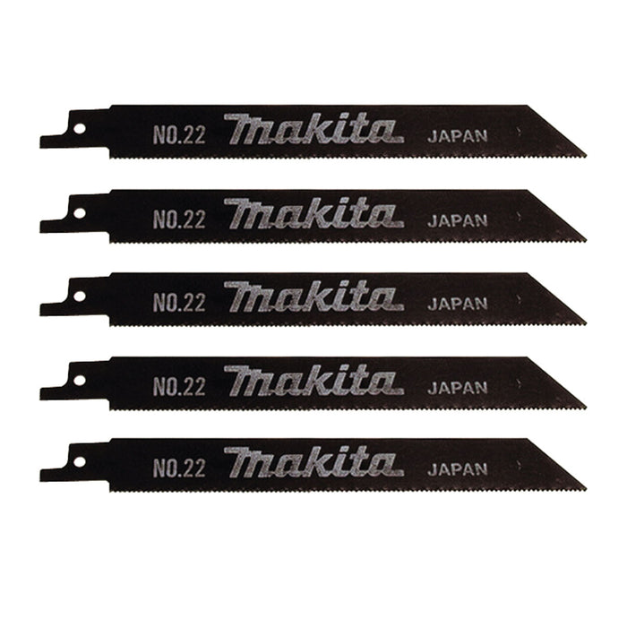 Hộp 5 lưỡi cưa kiếm HSS Makita 792147-1 dùng cho kim loại, số răng 18 TPI, chiều dài 165mm ( Cấp 3 sao )