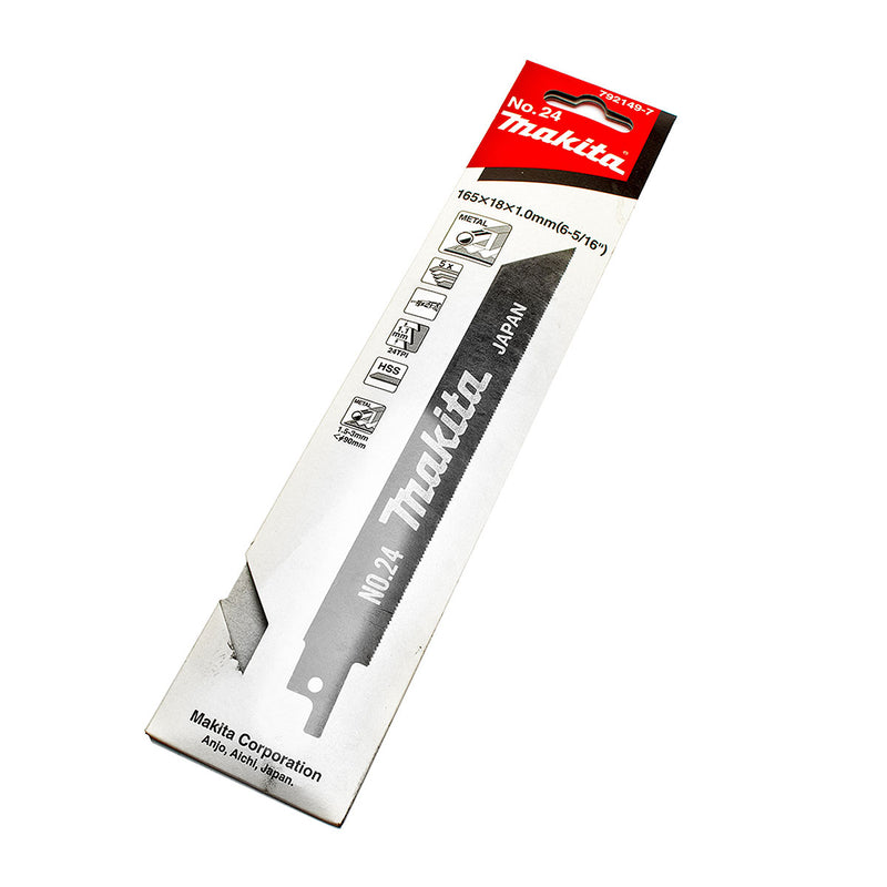 Hộp 5 lưỡi cưa kiếm HSS Makita 792149-7 dùng cho kim loại, số răng 24 TPI, chiều dài 165mm ( Cấp 3 sao )