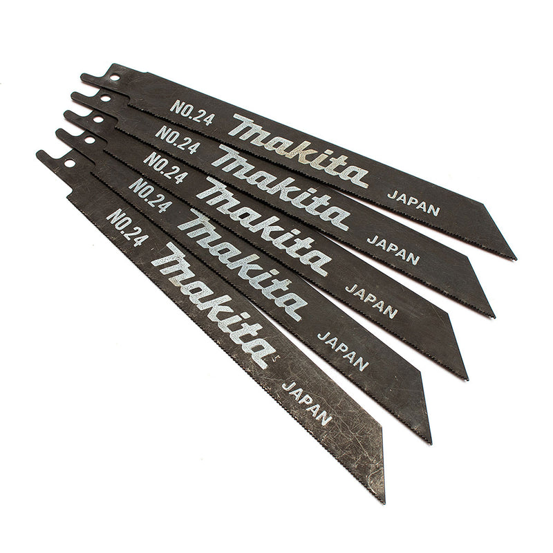 Hộp 5 lưỡi cưa kiếm HSS Makita 792149-7 dùng cho kim loại, số răng 24 TPI, chiều dài 165mm ( Cấp 3 sao )