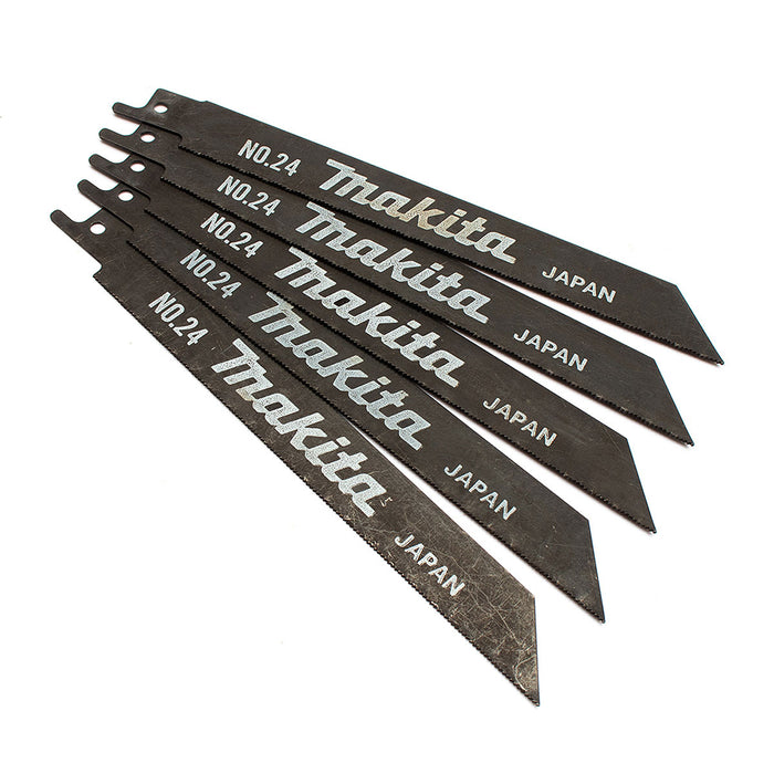 Hộp 5 lưỡi cưa kiếm HSS Makita 792149-7 dùng cho kim loại, số răng 24 TPI, chiều dài 165mm ( Cấp 3 sao )