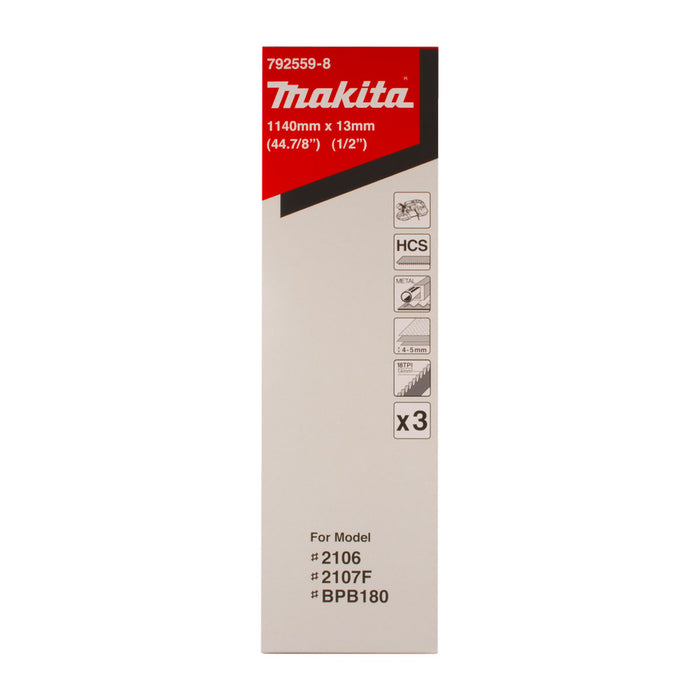 Hộp 3 lưỡi cưa vòng HCS Makita dùng cho kim loại mỏng, chiều dài 1140mm, số răng từ 14-24 TPI, răng cưa ( Cấp 3 sao )