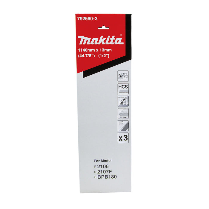 Hộp 3 lưỡi cưa vòng HCS Makita dùng cho kim loại mỏng, chiều dài 1140mm, số răng từ 14-24 TPI, răng cưa ( Cấp 3 sao )