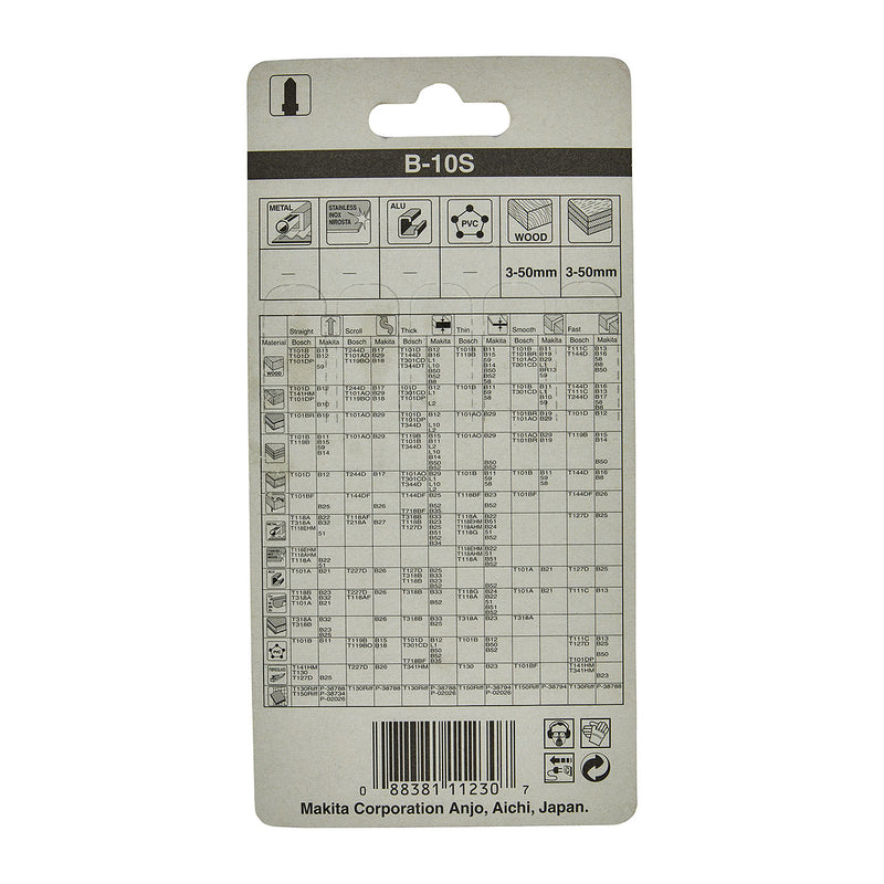 Hộp 5 lưỡi cưa lọng HCS loại cho vết cắt đẹp Makita 792691-8 dùng cho gỗ số răng 12 TPI, chiều dài 90mm đuôi gài kiểu B ( Cấp 3 sao )