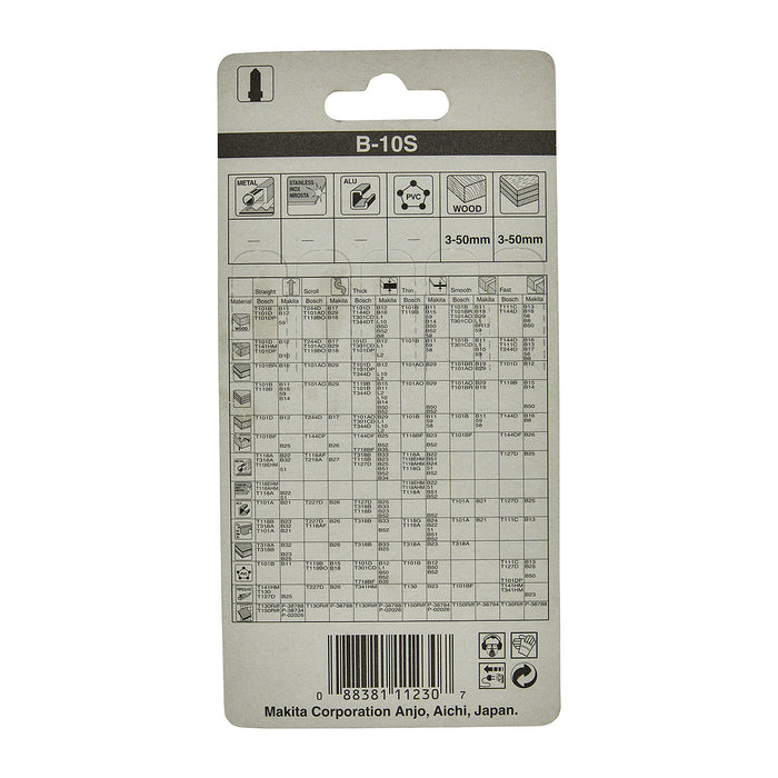 Hộp 5 lưỡi cưa lọng HCS loại cho vết cắt đẹp Makita 792691-8 dùng cho gỗ số răng 12 TPI, chiều dài 90mm đuôi gài kiểu B ( Cấp 3 sao )