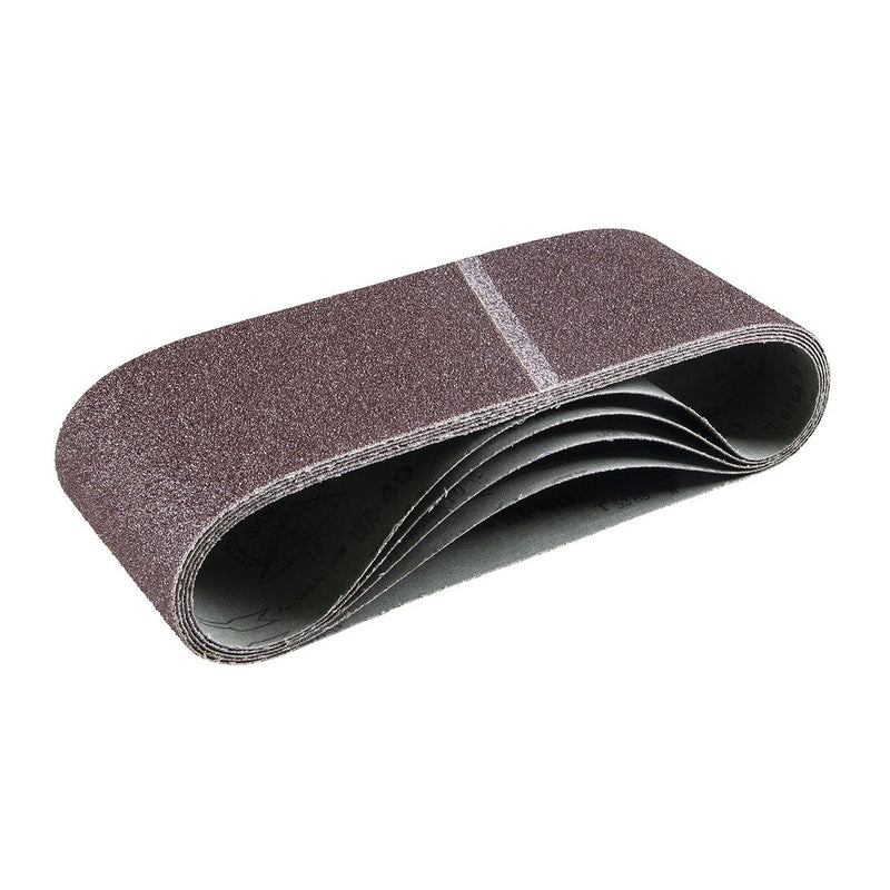 Hộp 5 giấy nhám băng kích thước 100x610mm Makita cho gỗ, sơn, kim loại hạt nhôm nâu (A) tương thích với máy 9403, M9400NB ( Cấp 3 sao )