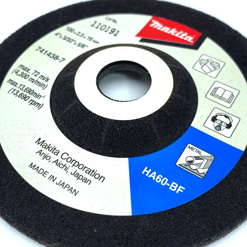 Hộp 5 đá mài kim loại 100mm ( 4 inch ) Makita 794229-5 dày 2.5mm, lỗ cốt 16mm ( 5/8 inch ) cỡ hạt 60 tâm trũng ( Cấp 3 sao )