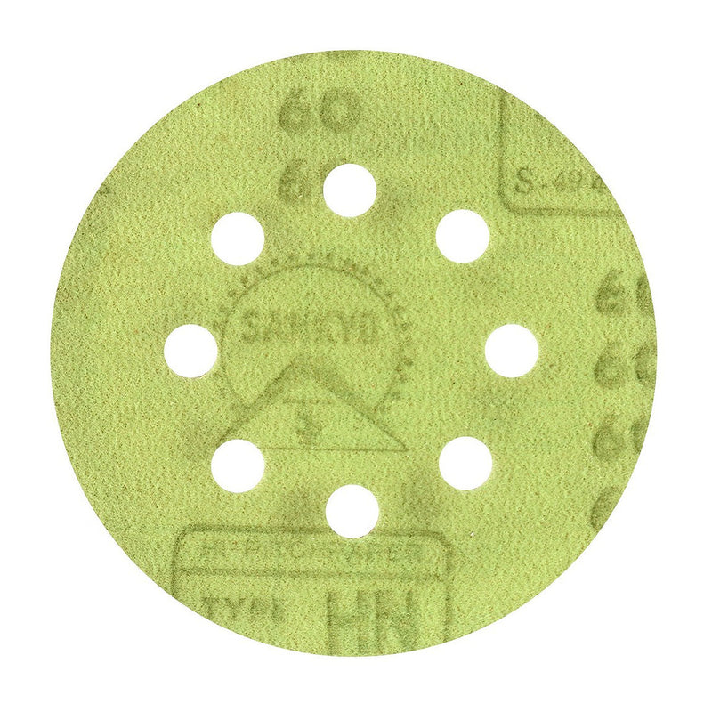Hộp 10 giấy nhám tròn đục lỗ 125mm ( 5 inch ) Makita cho gỗ, sơn, kim loại dùng với đế gai ( Cấp 3 sao )