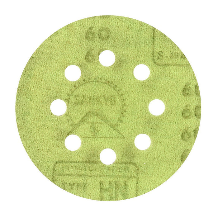 Hộp 10 giấy nhám tròn đục lỗ 125mm ( 5 inch ) Makita cho gỗ, sơn, kim loại dùng với đế gai ( Cấp 3 sao )