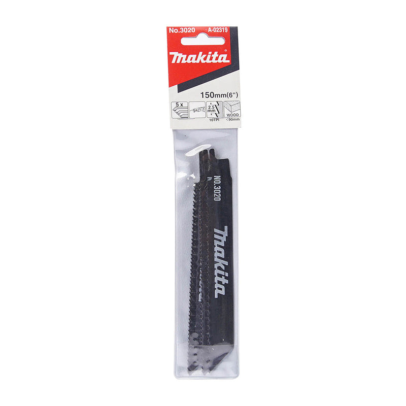 Hộp 5 lưỡi cưa kiếm HCS Makita A-02319 dùng cho gỗ, số răng 10 TPI chiều dài 150mm ( Cấp 3 sao )