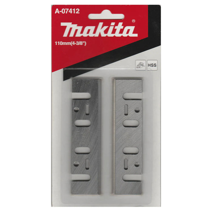 Hộp 2 lưỡi bào gỗ Makita A-07412 kích thước 110mm, chất liệu thép HSS